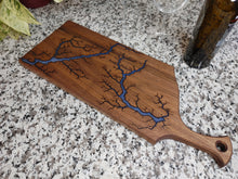 Load image into Gallery viewer, Walnut Serving Board - Ghost Sapphire Blue (Glow) (w06)