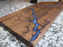 Load image into Gallery viewer, Walnut Serving Board - Ghost Sapphire Blue (Glow) (w06)
