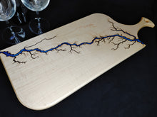 Load image into Gallery viewer, Curly Maple Serving Board - Sapphire Ghost Blue (cm04)
