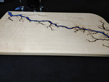 Load image into Gallery viewer, Curly Maple Serving Board - Sapphire Ghost Blue (cm04)
