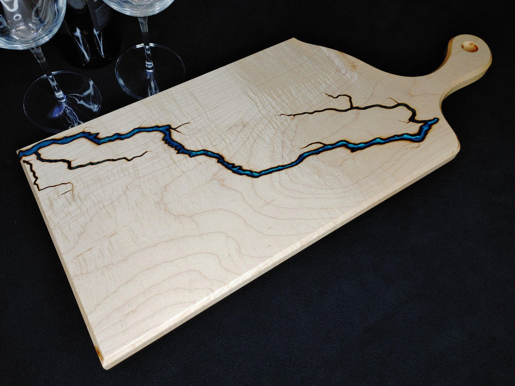 Curly Maple Serving Board - Blue/Green (cm05)