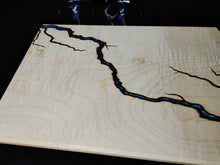 Load image into Gallery viewer, Curly Maple Serving Board - Blue/Green (cm05)
