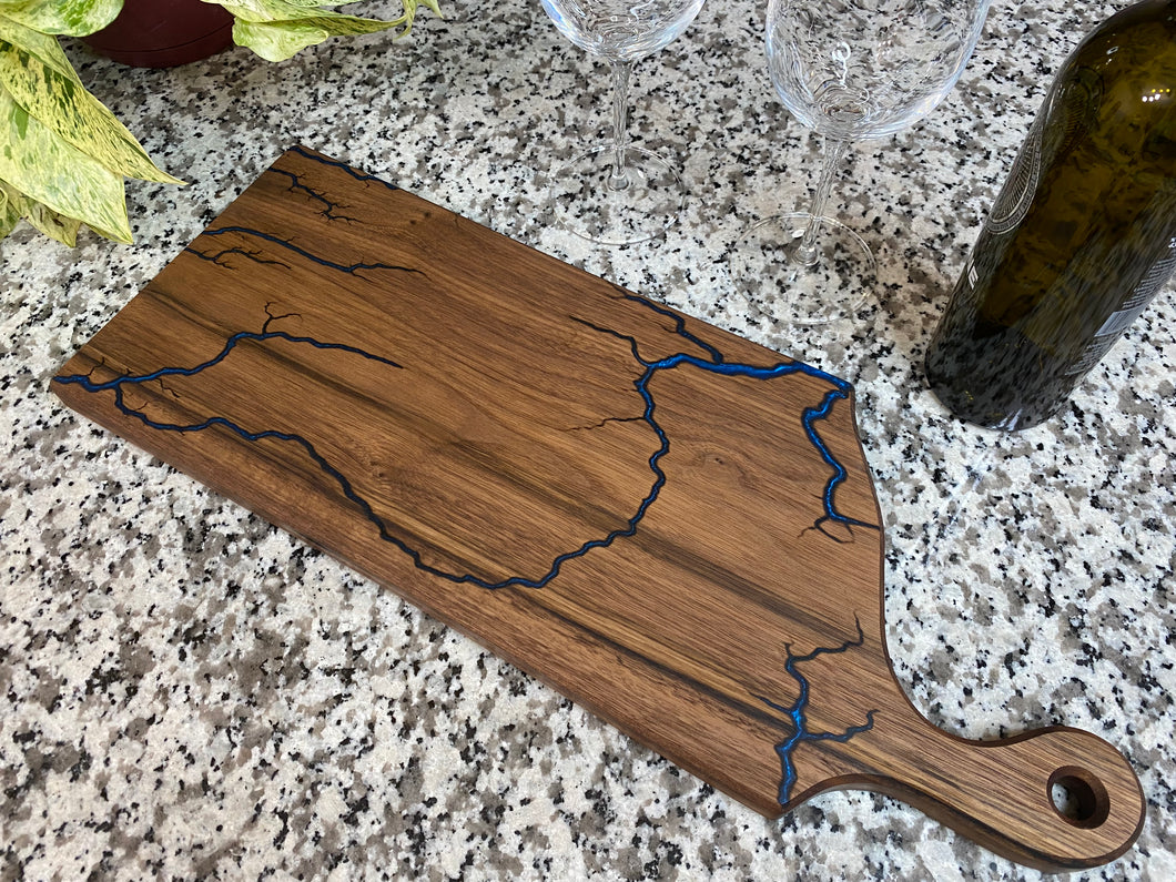 Walnut Serving Board- Cobalt Blue